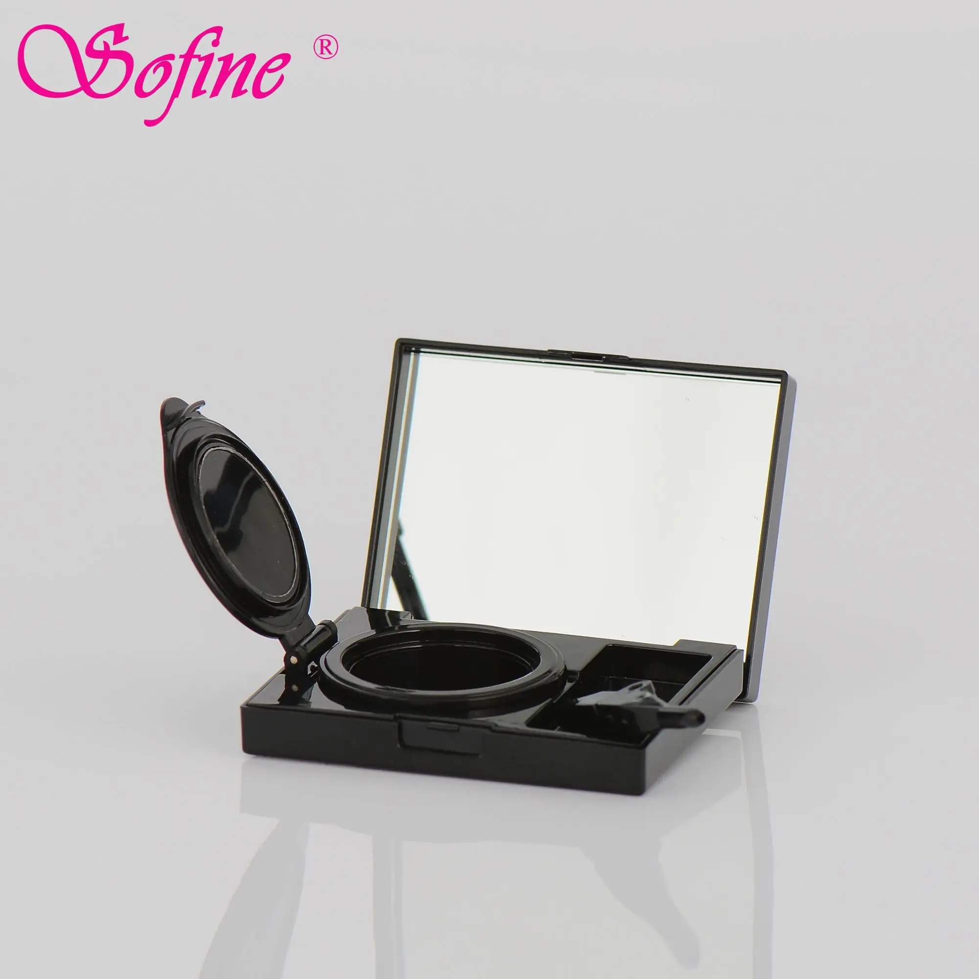 
Square black luxury air cushion eyebrow gel packaging with brush 