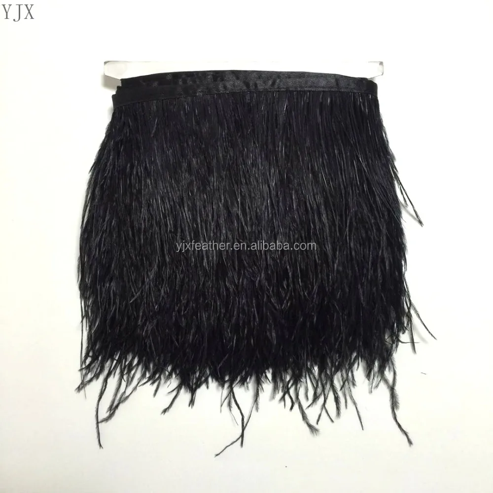 BLACK OSTRICH FEATHER TRIM FOR DECORATION