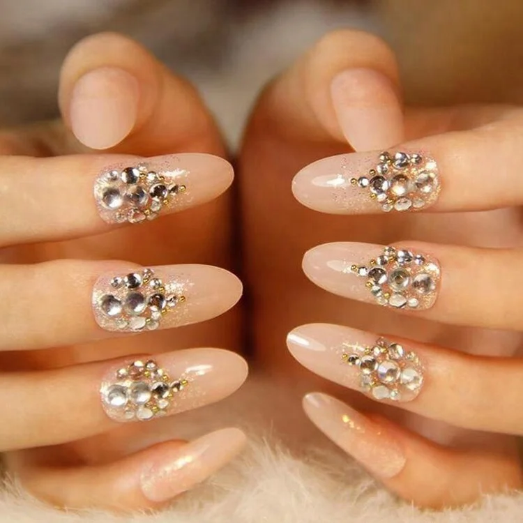 Mixed Size White AB Flat Back Nail Art Heart Acrylic Rhinestone Decoration Stickers With Wheel Box