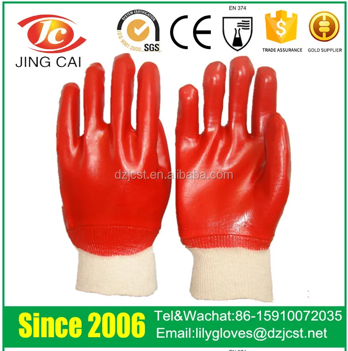 ПВХ красная рука перчатки импортеров рабочие перчатки