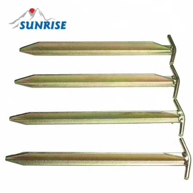 56877A#30cm Long and Robust Steel Pegs with T-Profile for Camping and Outdoor Use - Ideal for Normal and Hard Ground