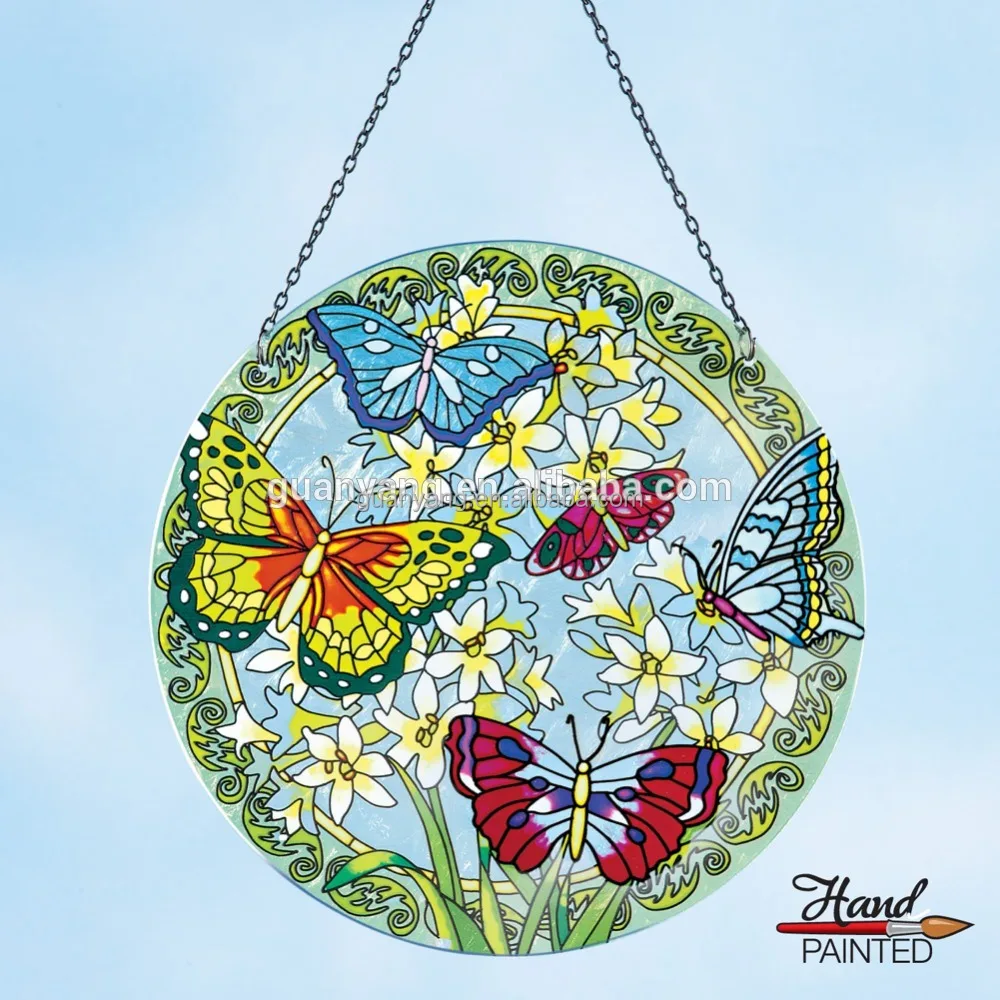 Stained Glass Suncatcher with Hummingbird and Flower Design