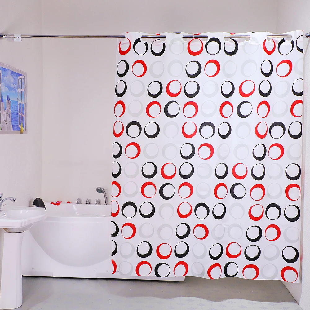 Print Fabric Hookless Wholesale Shower Curtain for Bathroom Polyester American Style Europe&usa Easy to Wash Purple 90gsm Woven