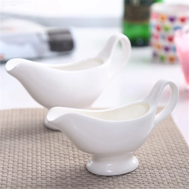 
China suppliers ceramic creamer pot,gravy boat,White Honeycomb Gravy Boat For Sauce Service 