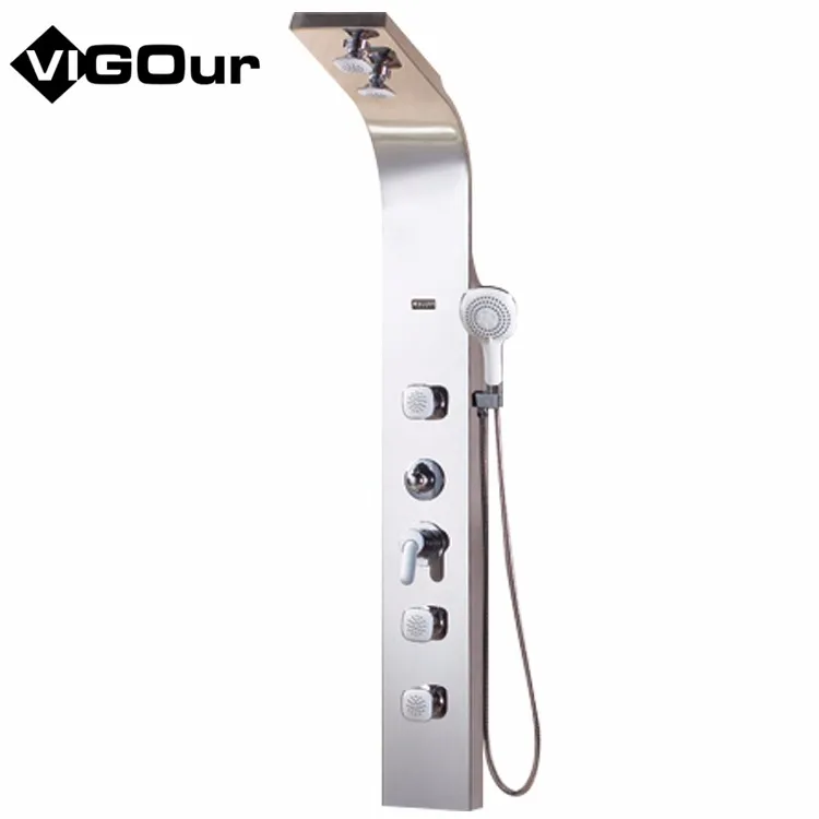 Thermostatic Shower Faucet Stainless Steel Rainfall Waterfall Shower Panel Tower