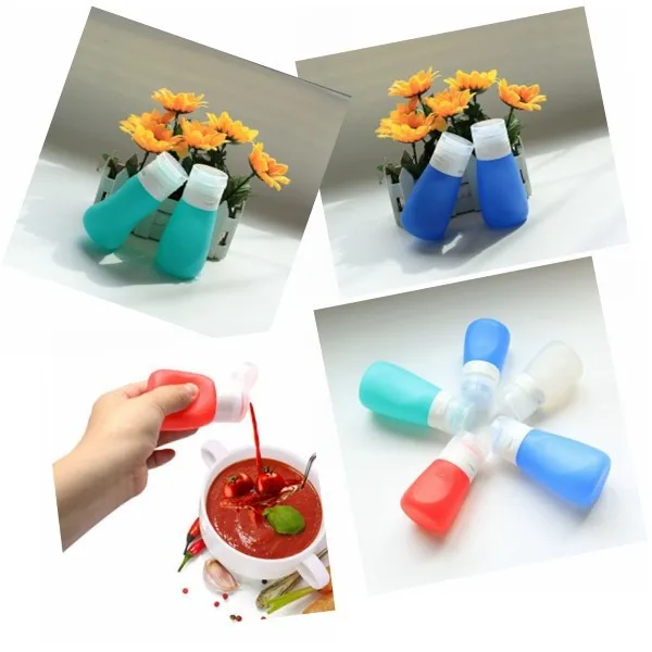 Customize Sauce Bottle/Mini Empty Food Grade Bpa Free Silicone Plastic Squeeze Sauce Bottle