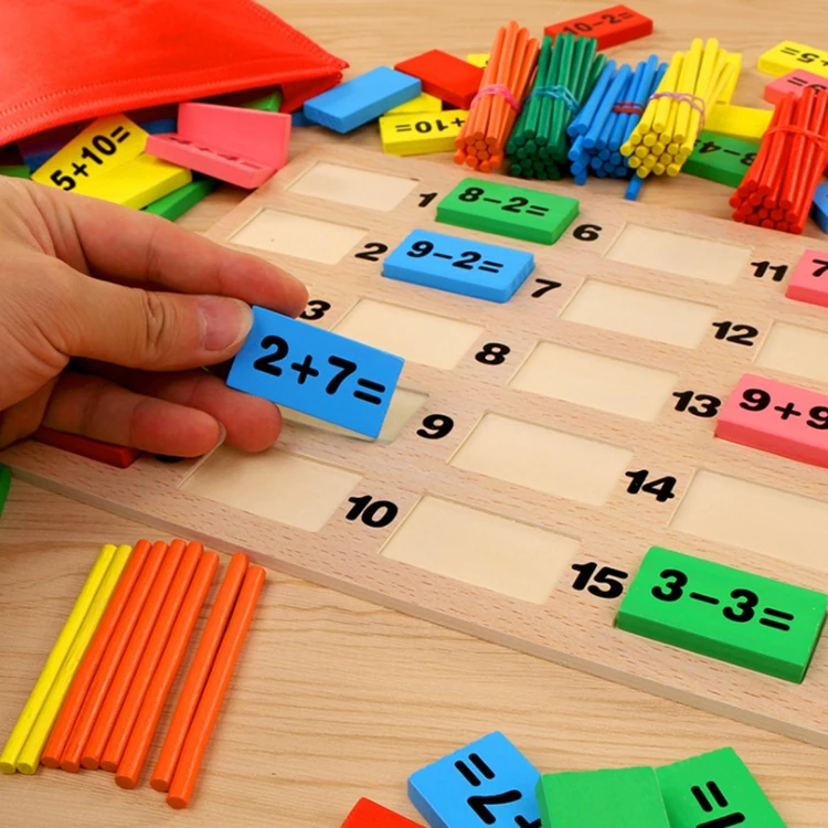 Montessori Type Children Christmas Gift Toy Math Learning Dominos Blocks