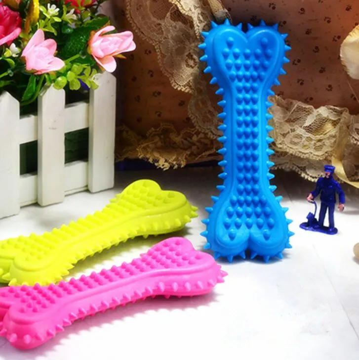 pet supplies Solid transparent rubber pet toy spike bone Durable bone dog toy