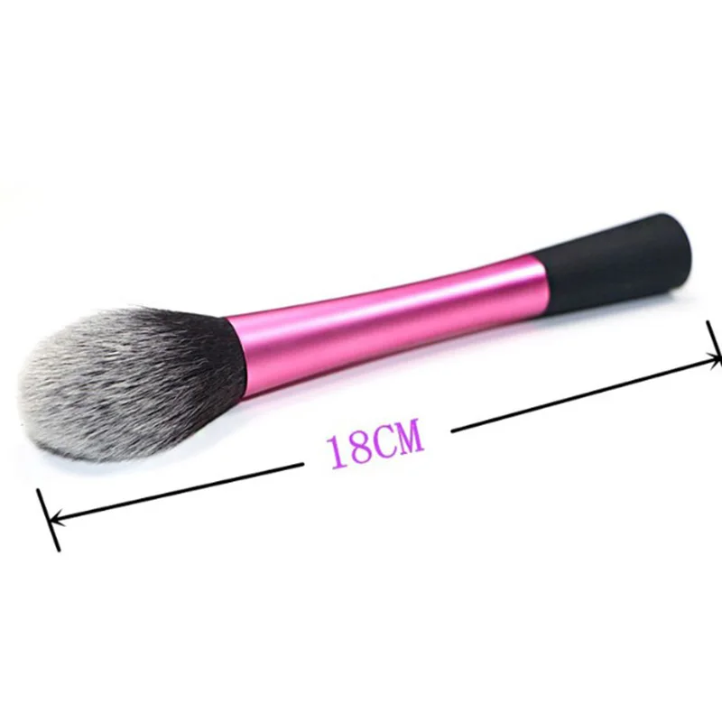 Big Rose Pink Flame Powder Blush Brush Long Aluminum Handle Contour Brush