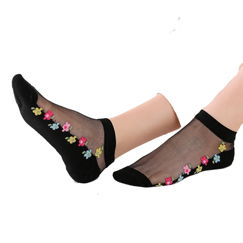 Color customized women nylon crystal silk socks for promotion