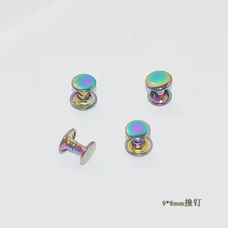High Quality copper material rainbow color push rivet 9mm Double Cap Garments Metal Rivet for leather bag