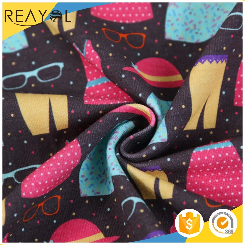 Hot selling china 95% cotton 5% spandex fabric textile soft digital print cotton lycra knit fabric for kids
