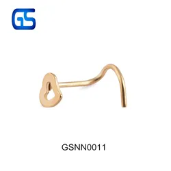 stainless steel piercing body jewelry Hollow heart shape nose rings indian style nose studs