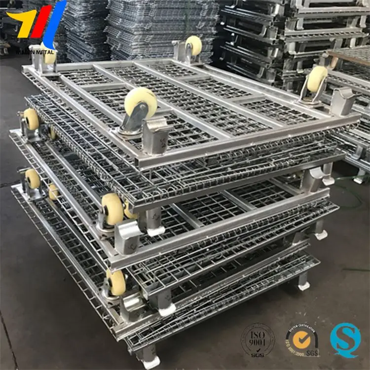 
Storage Welded Collapsible Metal Stackable Mesh Container Wire Folding Crate Cage 