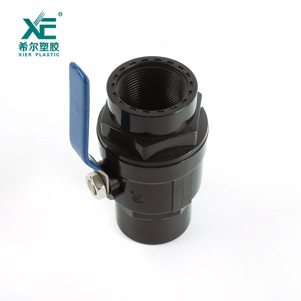 Top quality pvc black body stainless steel handle 2 piece ball valve