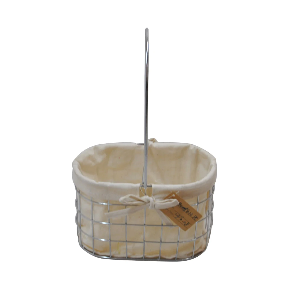 Free Sample Household Storage Kitchen Craft  Metal Bottle Carrier Basket with Handle And Removable Liner For Wine Lovers