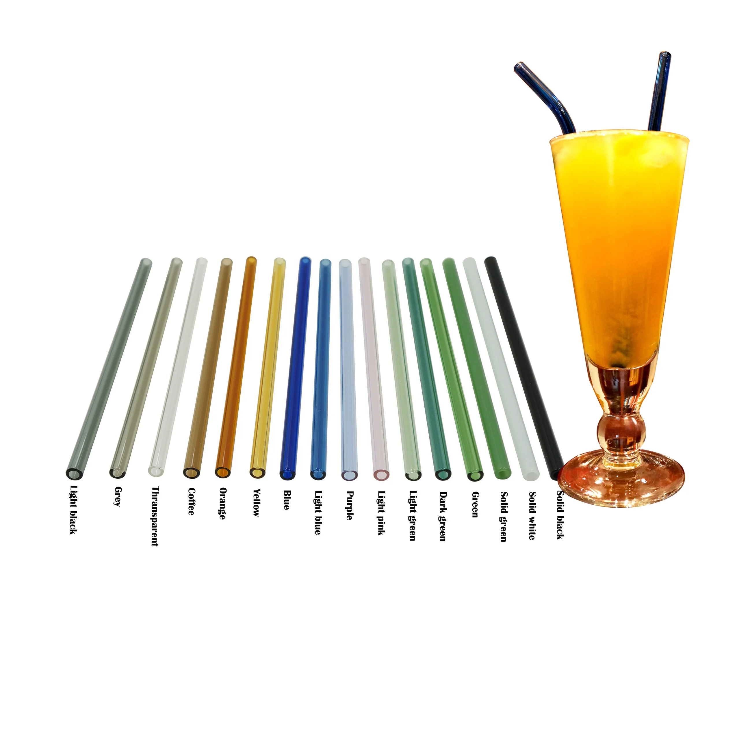 20cm dia.8mm Borosilicate glass drinking bent straws