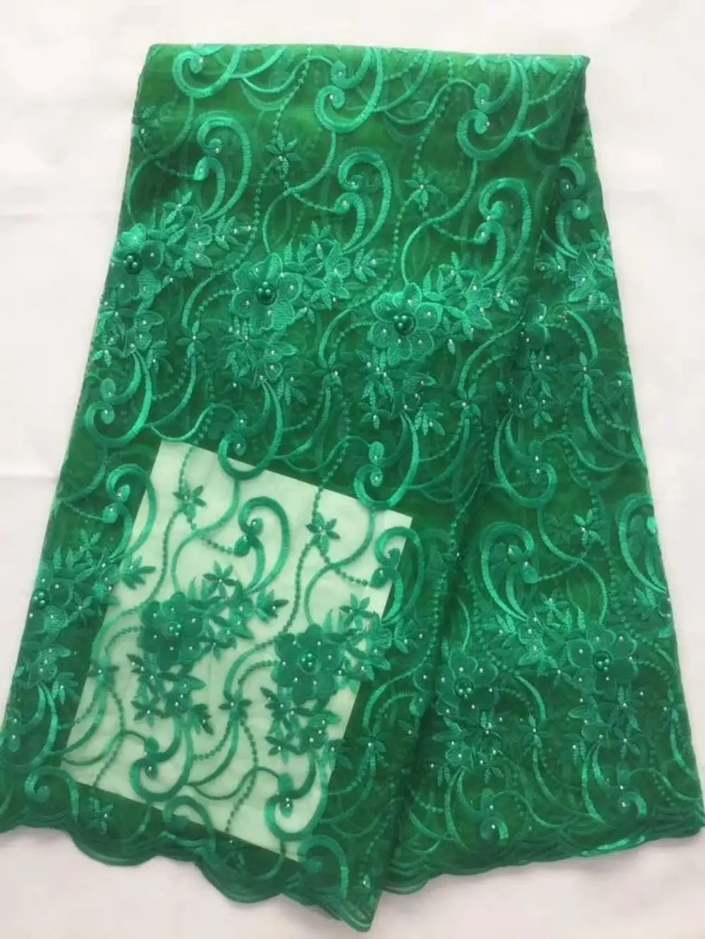 Luxury high-grade heavy work embroidery Wholesale African Embroidery Lace Fabric With Beads For Garment