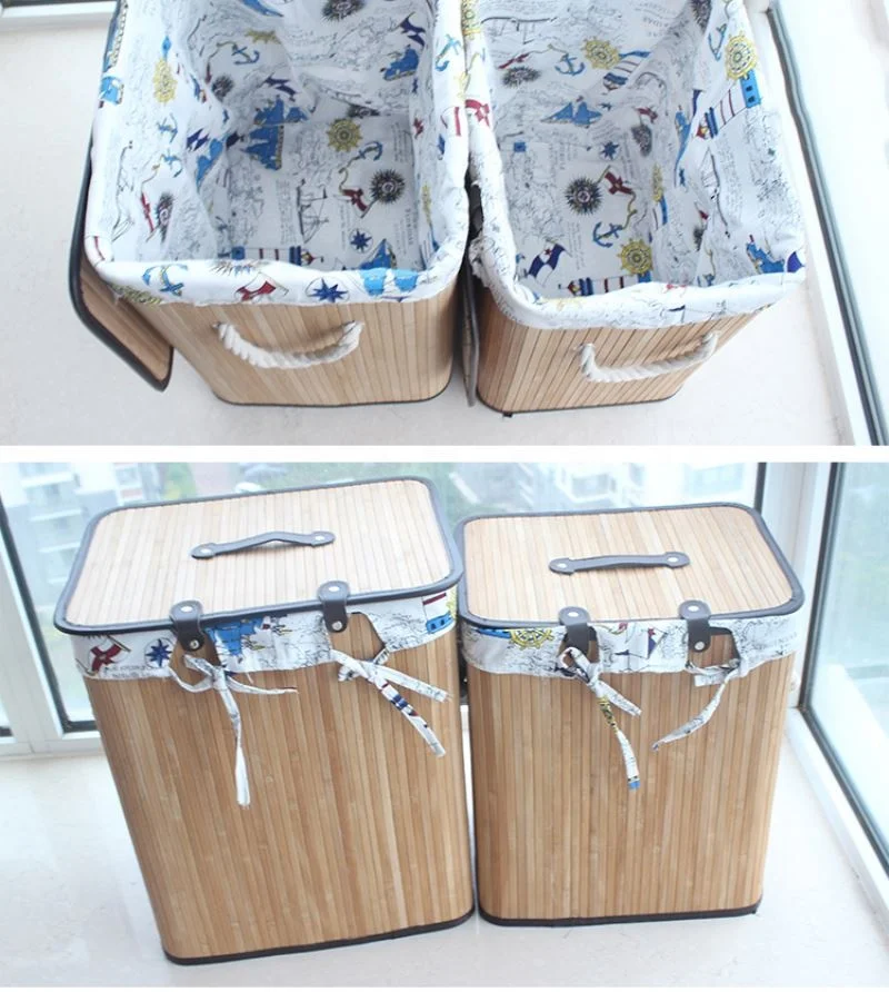 Foldable  Weave Bamboo Laundry Hamper Basket