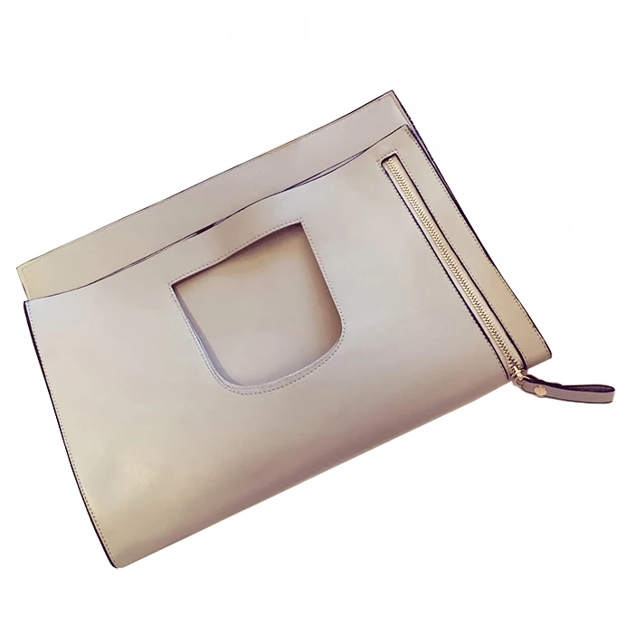 hot sell chic folded leather women handbag evening clutch bag with zipper decoration
