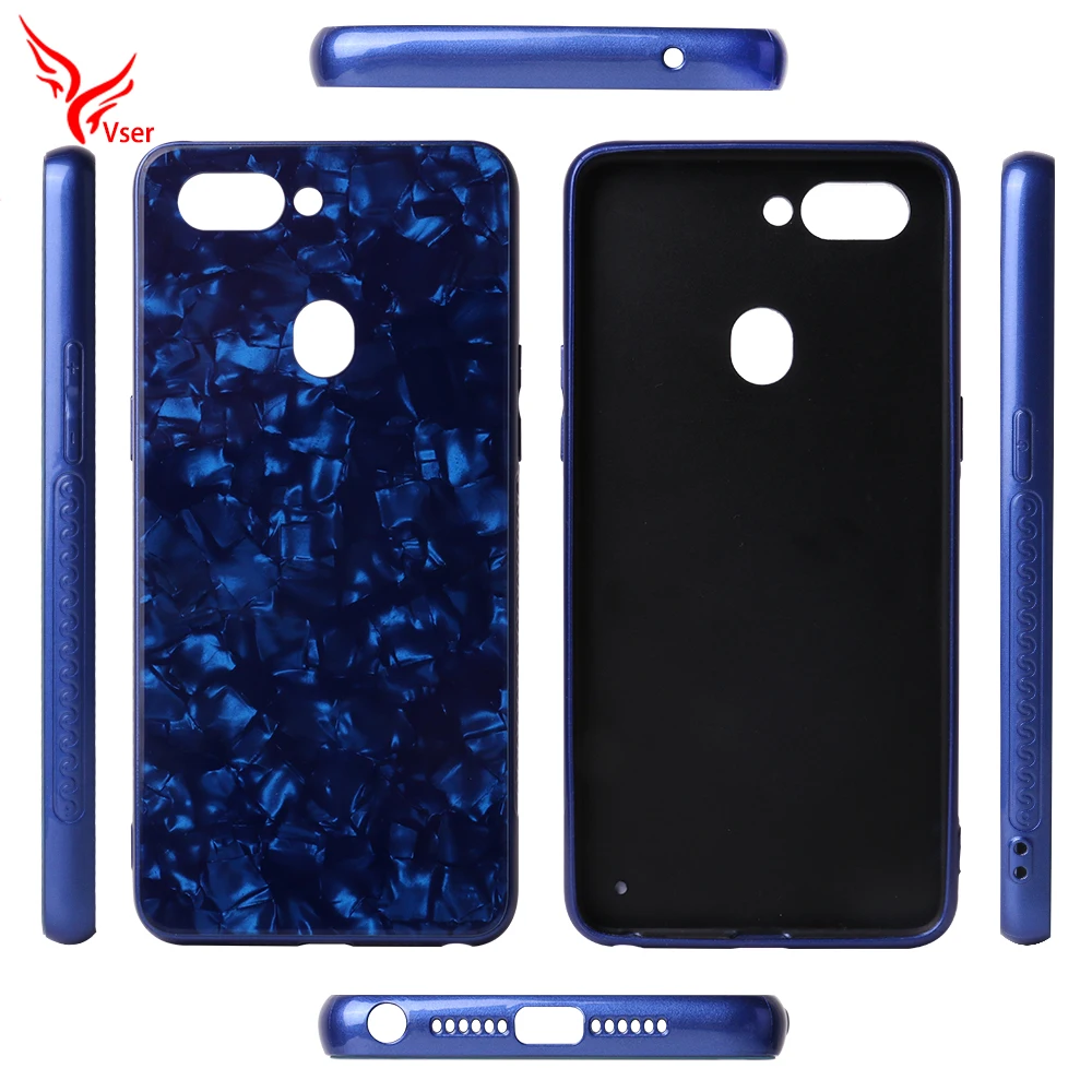 Custom Cameo Pattern Tempered Glass Back Cover Mobile Phone Case for Oppo R15
