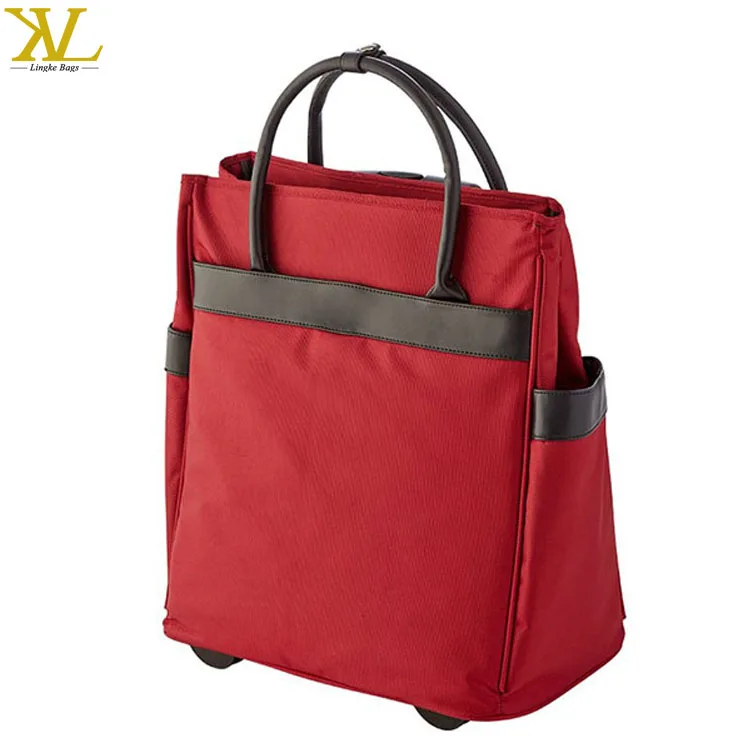 Fashion Ladies Rolling Tote Handbag With Wheels Trolley Tote Travelling Bags