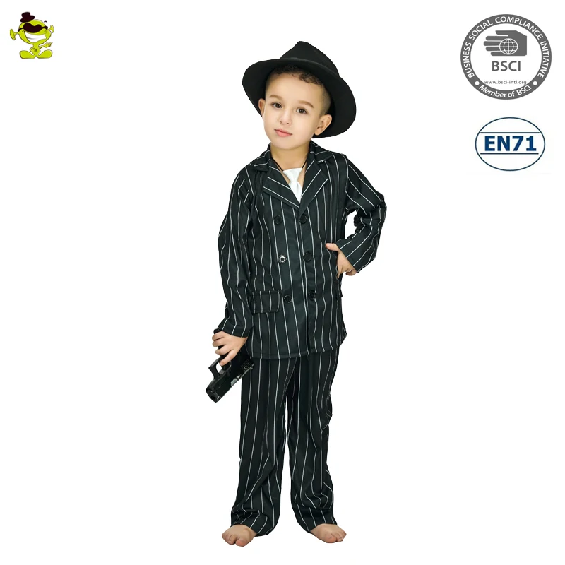 Cool Kids Gangster Costume Halloween  Party Clothes Cosplay Pinstripe Gangster Boys Costume