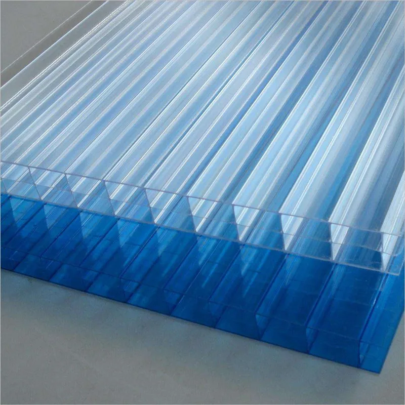 Clear plastic roofing panels 16mm triple wall polycarbonate hollow sheet