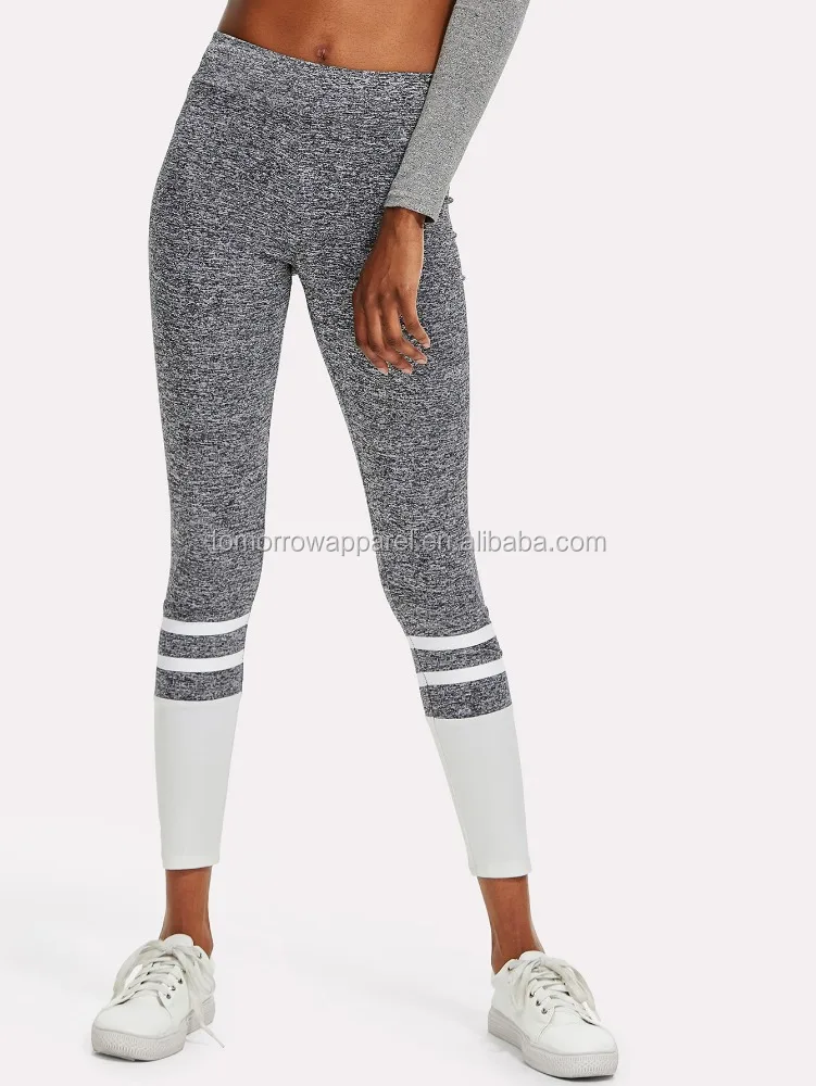 
Two Tone Striped Marled Knit Leggings OEM/ODM Manufacture Wholesale Fashion Women Apparel (TA7010L) 