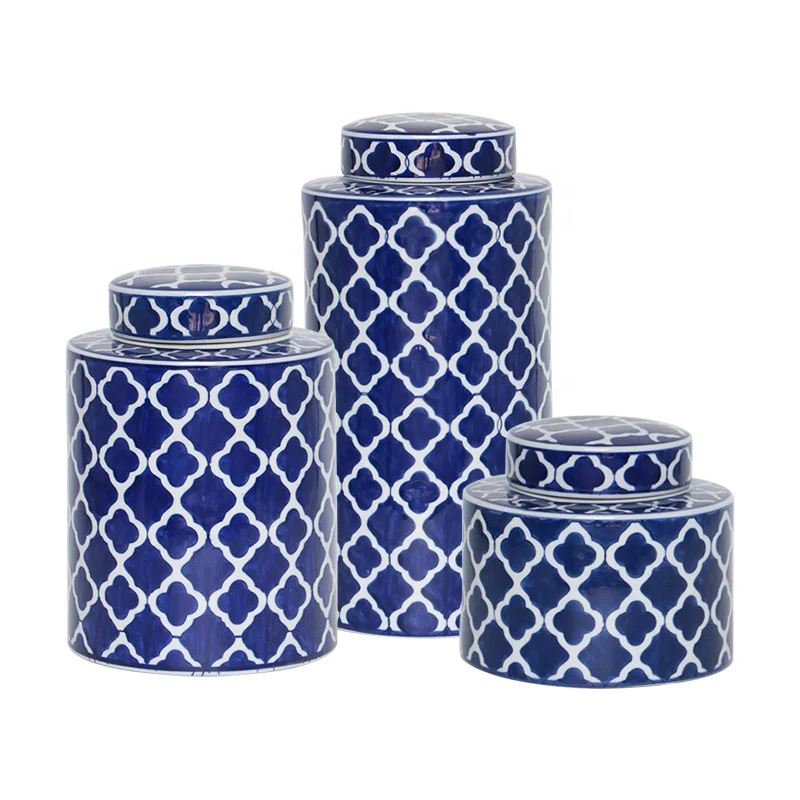 
Blue and white porcelain decorative jar for home soft decorations, desktop imaginative flower arrangement vases 