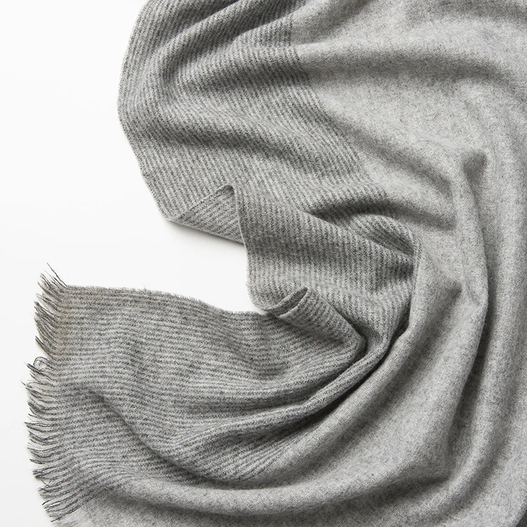 Inner Mongolia Long Shawls Unisex Winter 100% Lamb Wool Stripes Pashmina Women