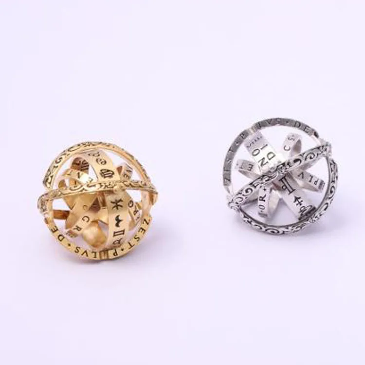 
New Design Foldable Cosmic Couple Finger Ring Astronomical Sphere Ball Ring Brass Jewelry Pendant 