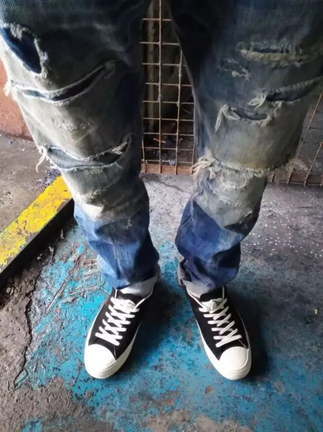 Hardcore Vintage Wax Coated Camouflage Slim Biker Jeans Stylish Jeans