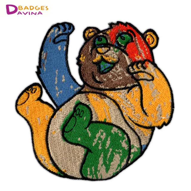 
custom bear clothing iron on embroidered patches 