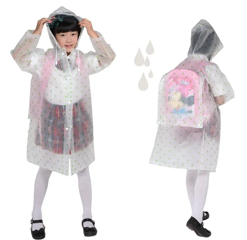 2022 new cute kids boys girls backpack clear EVA raincoat