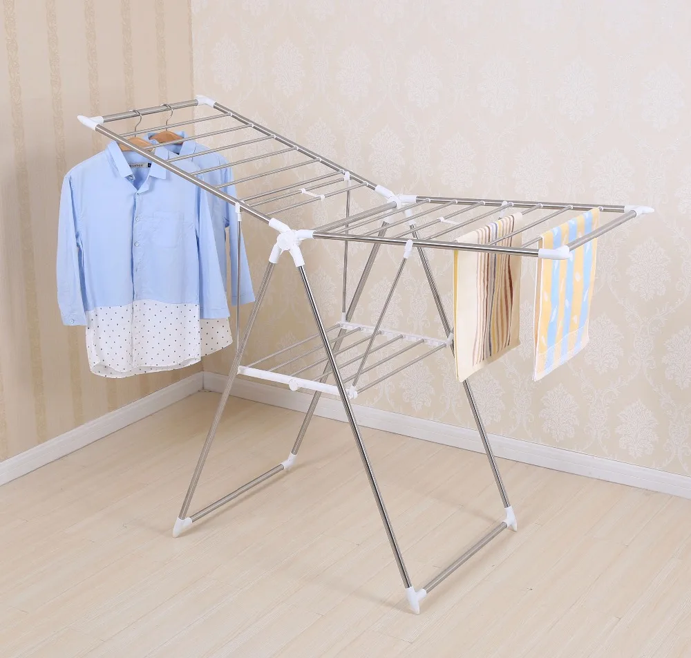 High quality indoor PP coated steel cloth dryer stand foldable hanging laundry airer folding table clothes dryer rack
