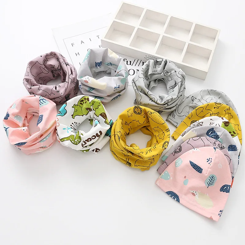 Autumn Winter Crochet Baby Hat Girl Boy Cap Kids Beanie Stars Infant Hat Cotton New Children  Hat & Scarf Set