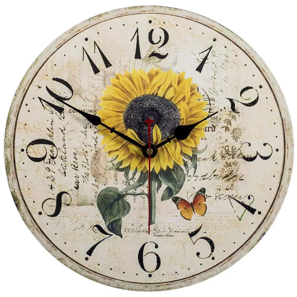 Light Weight Classical Retro Arabic Numerals Silent Wooden Ornament Decorate Vintage Wall Clock