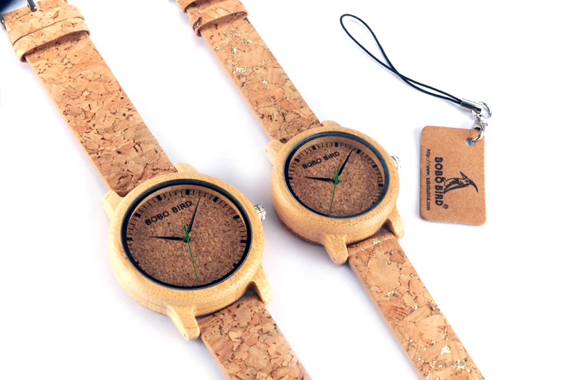 BOBO BIRD Lovers Watches Wooden Timepieces Handmade Cork Strap Bamboo Watch Drop Shipping for couples