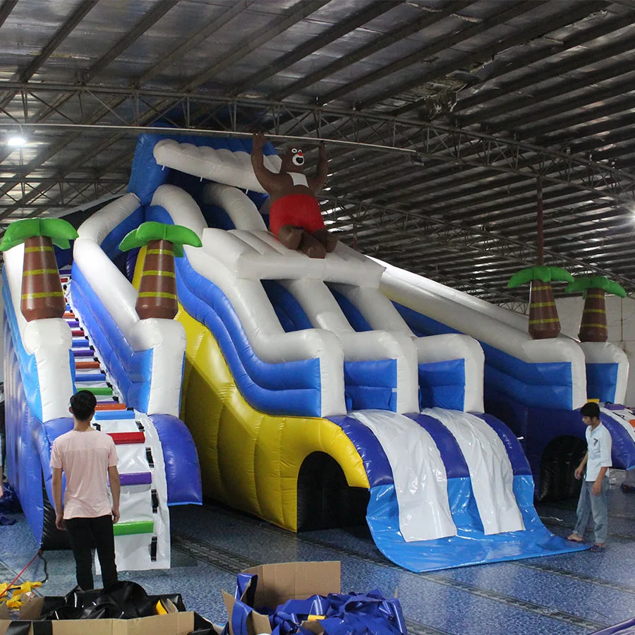 Factory Price Inflatable Bear Theme Slide Inflatable Animal Aqua Park Equipment For Kids