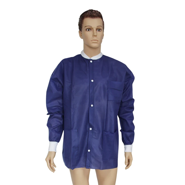 Disposable Lab Coat/ Visitor Clothes/ Lab Gown with Short Collar