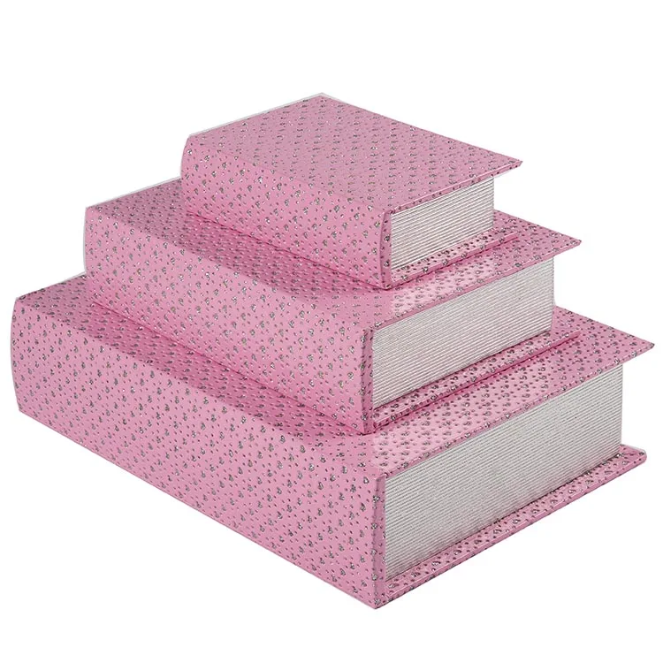 Luxury decorative fake leather box packaging design pink book box
