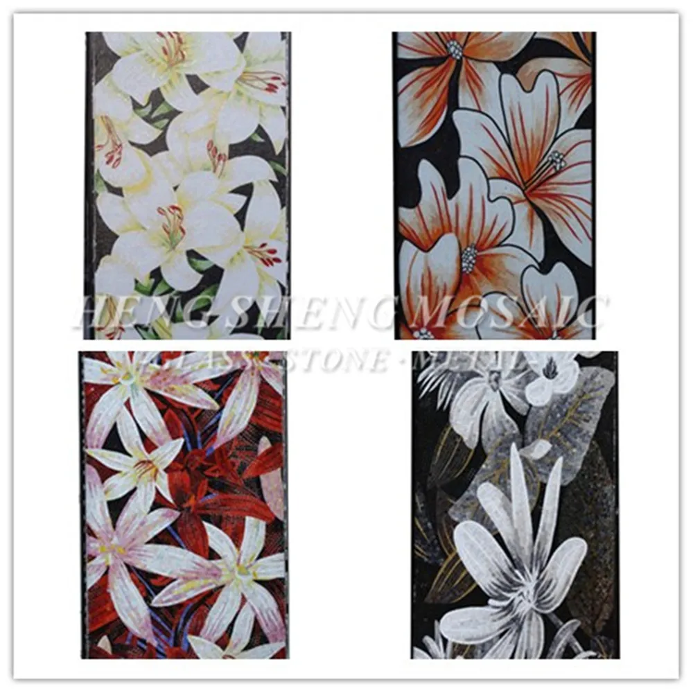 latest design flower picture mosaic mural pattern decorative wall arts