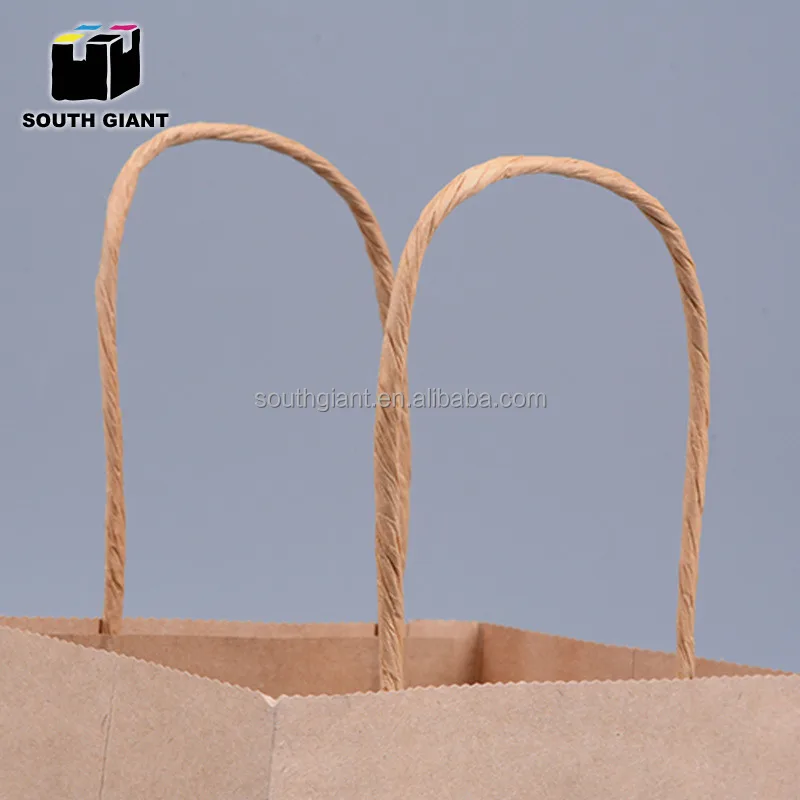 
Recycle Craft Kraft Shopping Retail Take Away Paper Brown Bag with Logos 