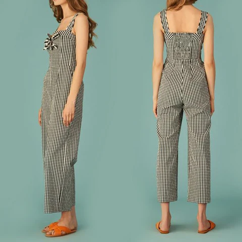 
Wholesale casual black and white cotton rompers mujer jumpsuit 