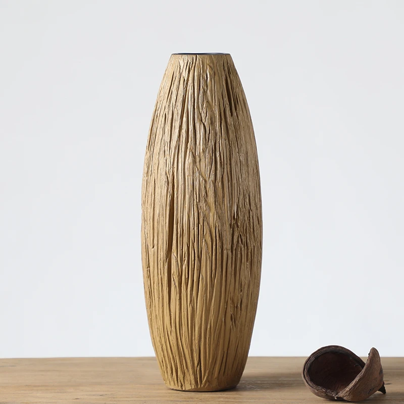 Wholesale Home Decor Innovative Corner Carved Resin Dried Flower Vase