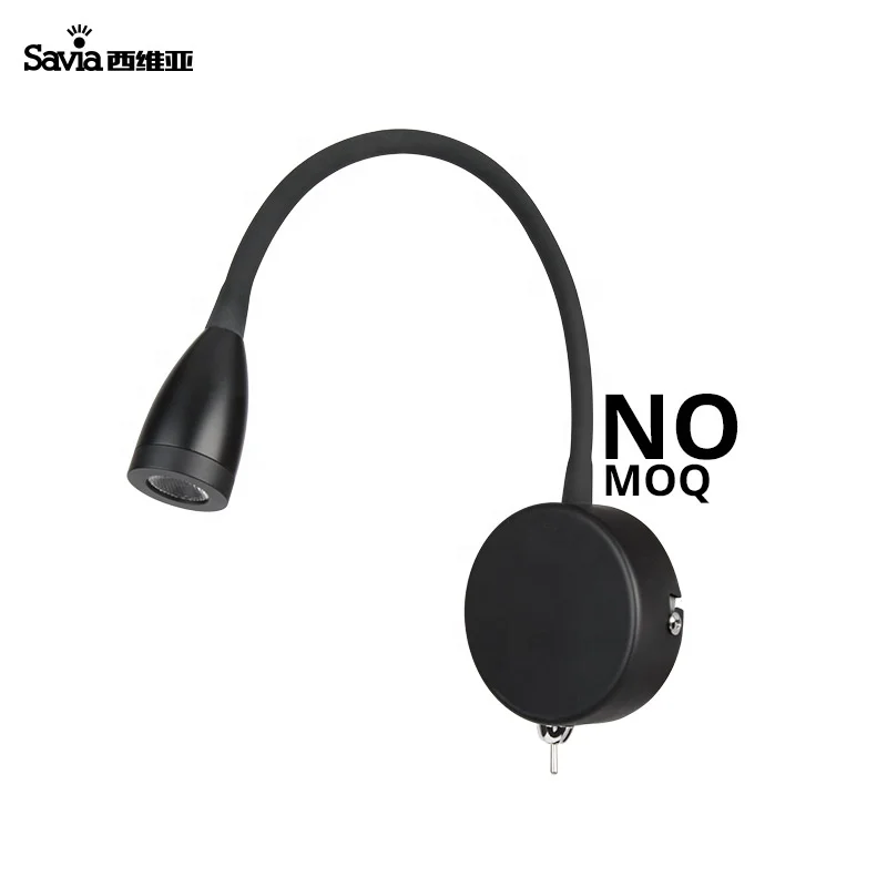 Светодиодная гибкая Регулируемая прикроватная настенная лампа для чтения с гусиной шеей, 3 Вт, современные боковые бра для кровати, светильник для спальни, изголовья кровати, отеля