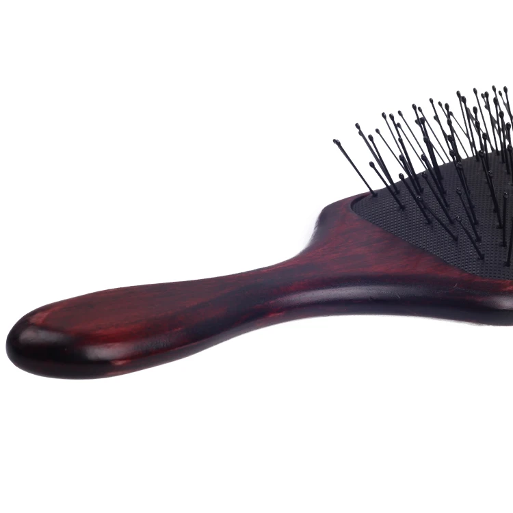 EUREKA 9267P-R Engraved Wooden Square Paddle Hair Brush Rubber Wood Hair Brush Massage  Classical Style Hair Brush