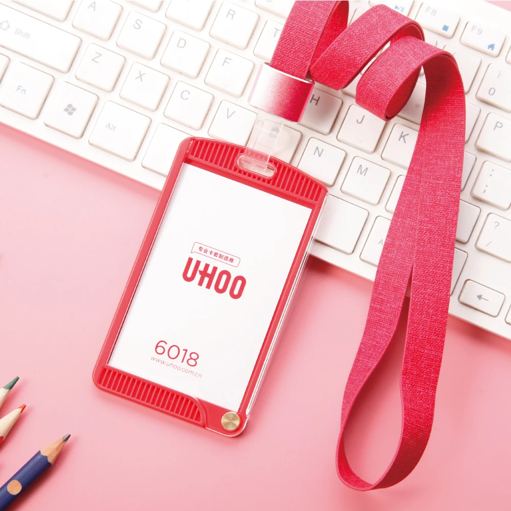 
Manufacturer High quality unique rotating design leather badge holder set 