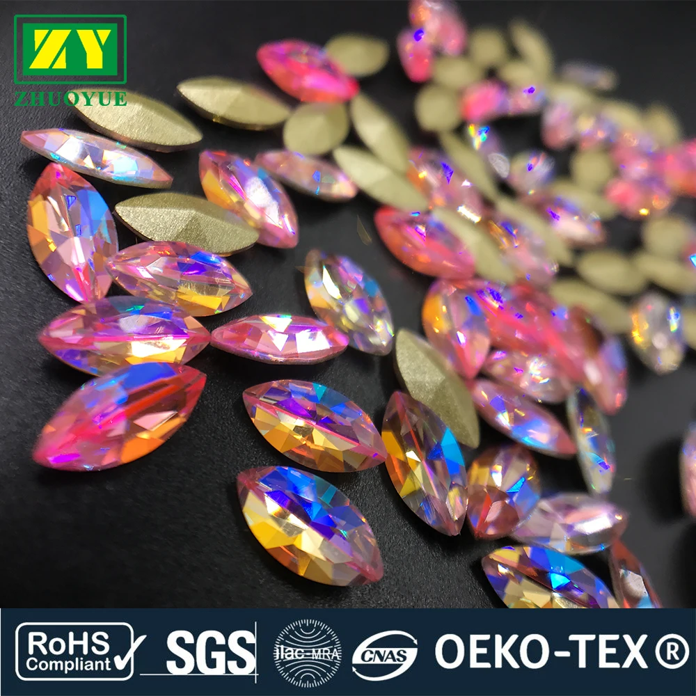 5*10mm Oval Top quality crystal k9 Material Cut fancy non hot fix rhinestone fashion accessories factory